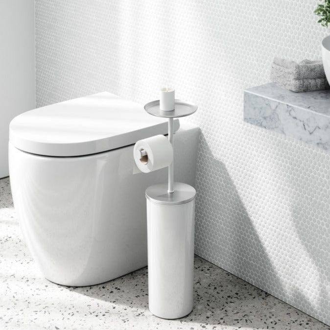 Umbra Portaloo Toilet Paper Stand with Storage - White & Nickel