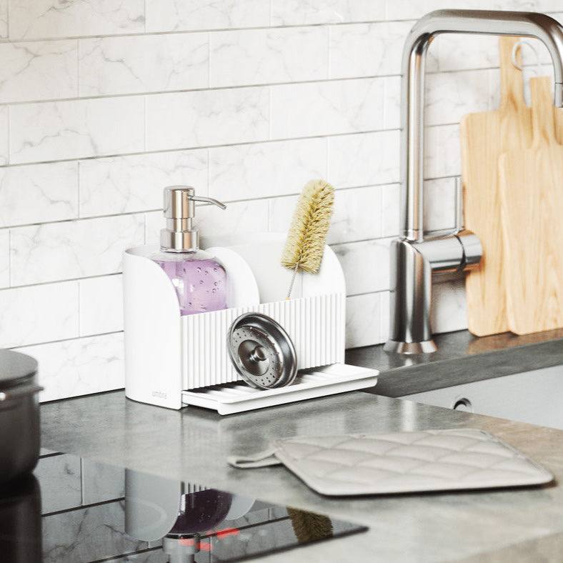 Umbra Sling Sink Caddy with Soap Pump - White