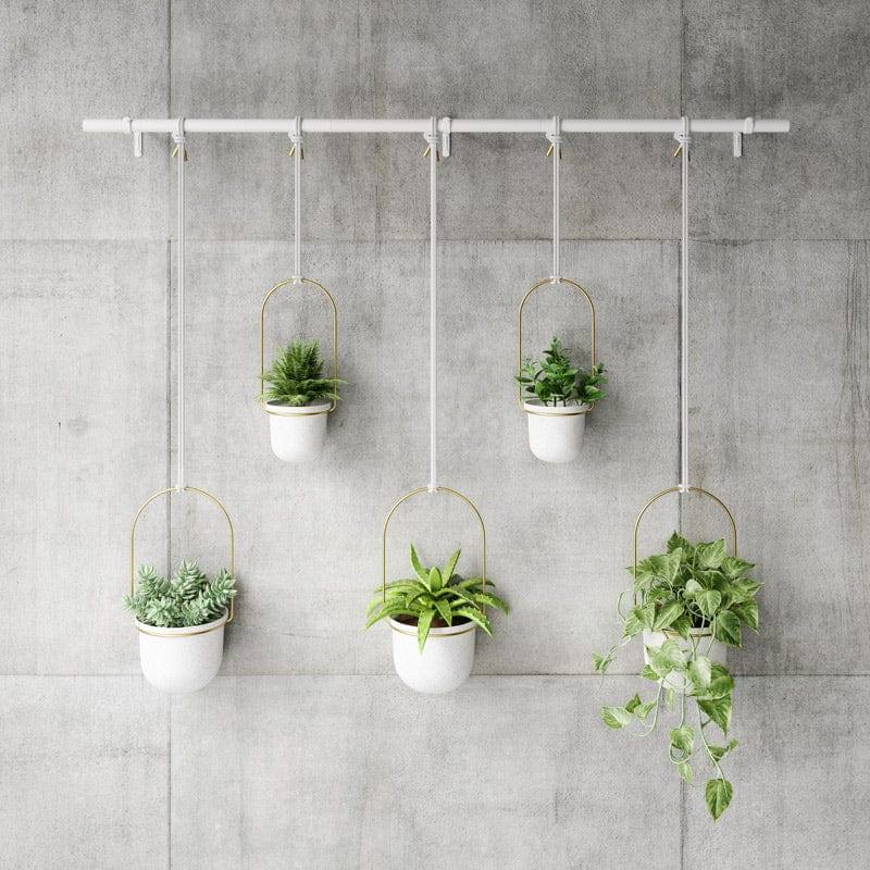 Umbra Triflora Hanging Planters, Set of 5 - White Brass