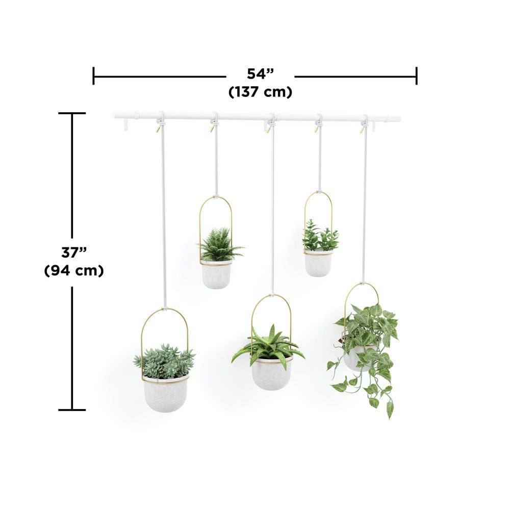 Umbra Triflora Hanging Planters, Set of 5 - White Brass