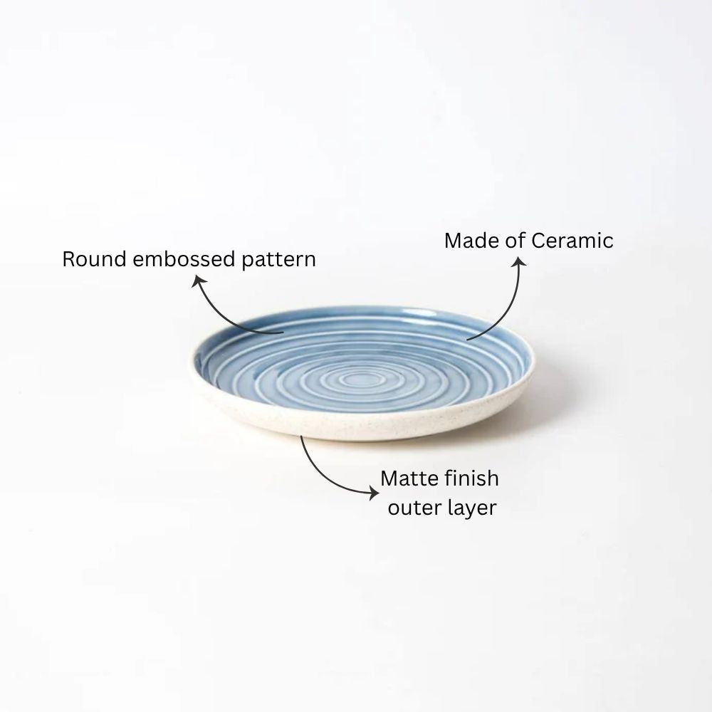 Ripple Quarter Plate - Blue