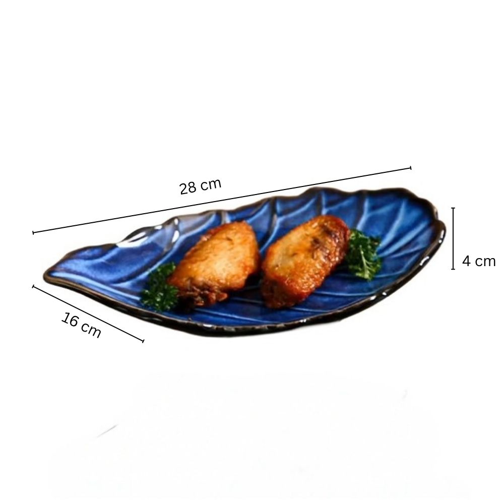 Leaf Serving Plate - Royal Blue