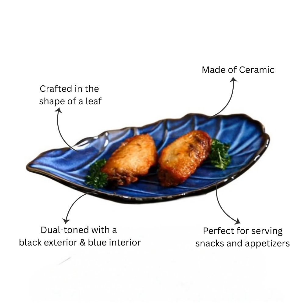 Leaf Serving Plate - Royal Blue