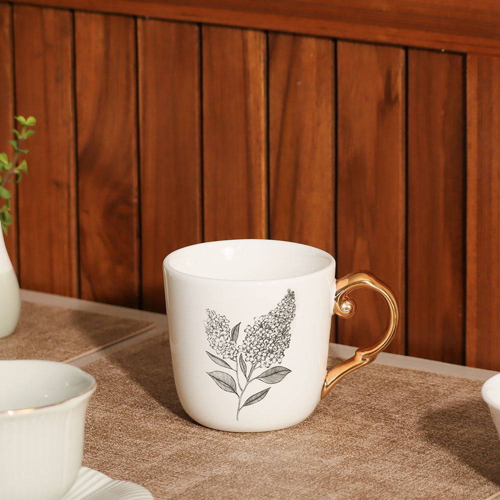 Flora Ceramic Mug White - Lilac