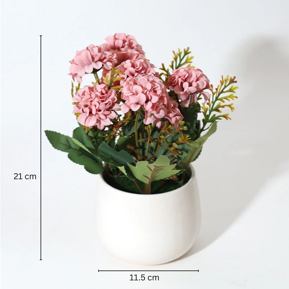 Chrysanthemums Artificial Potted Plant - Magenta White