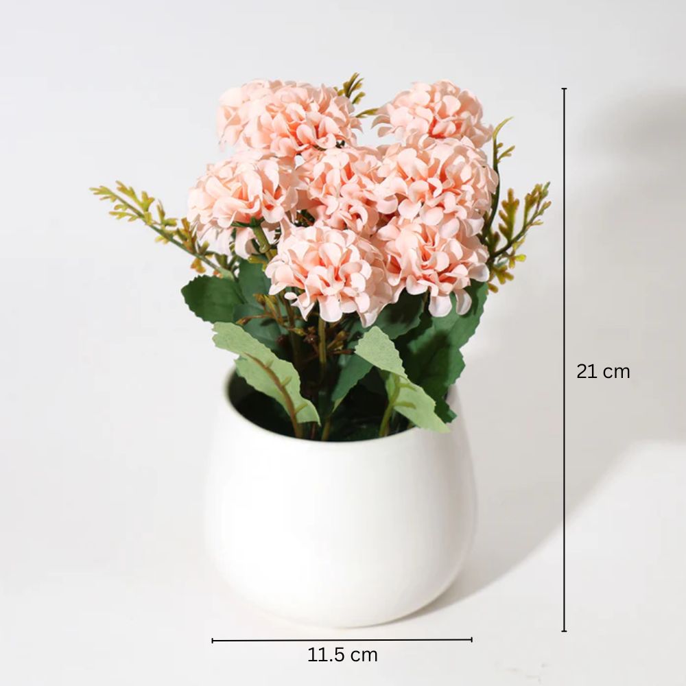 Chrysanthemums Artificial Potted Plant - Peach White