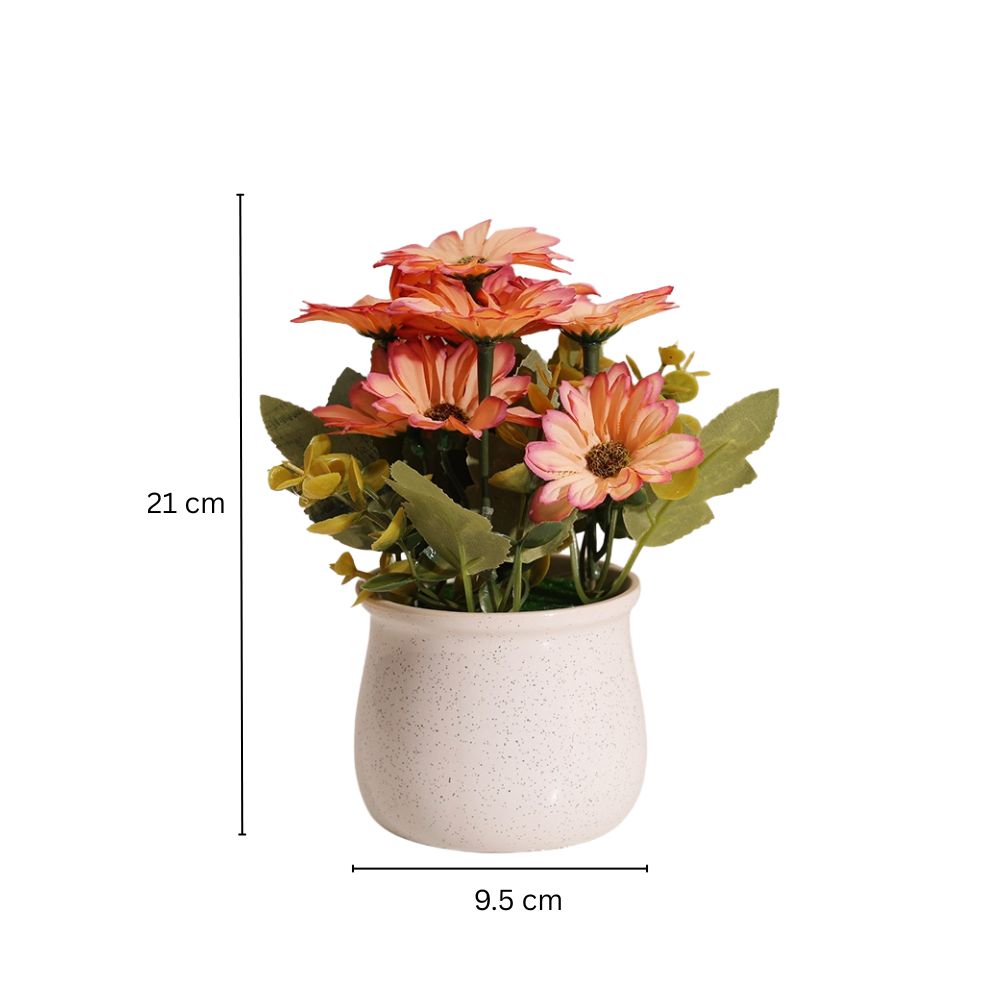 Daisies Artificial Potted Plant - Sunset White