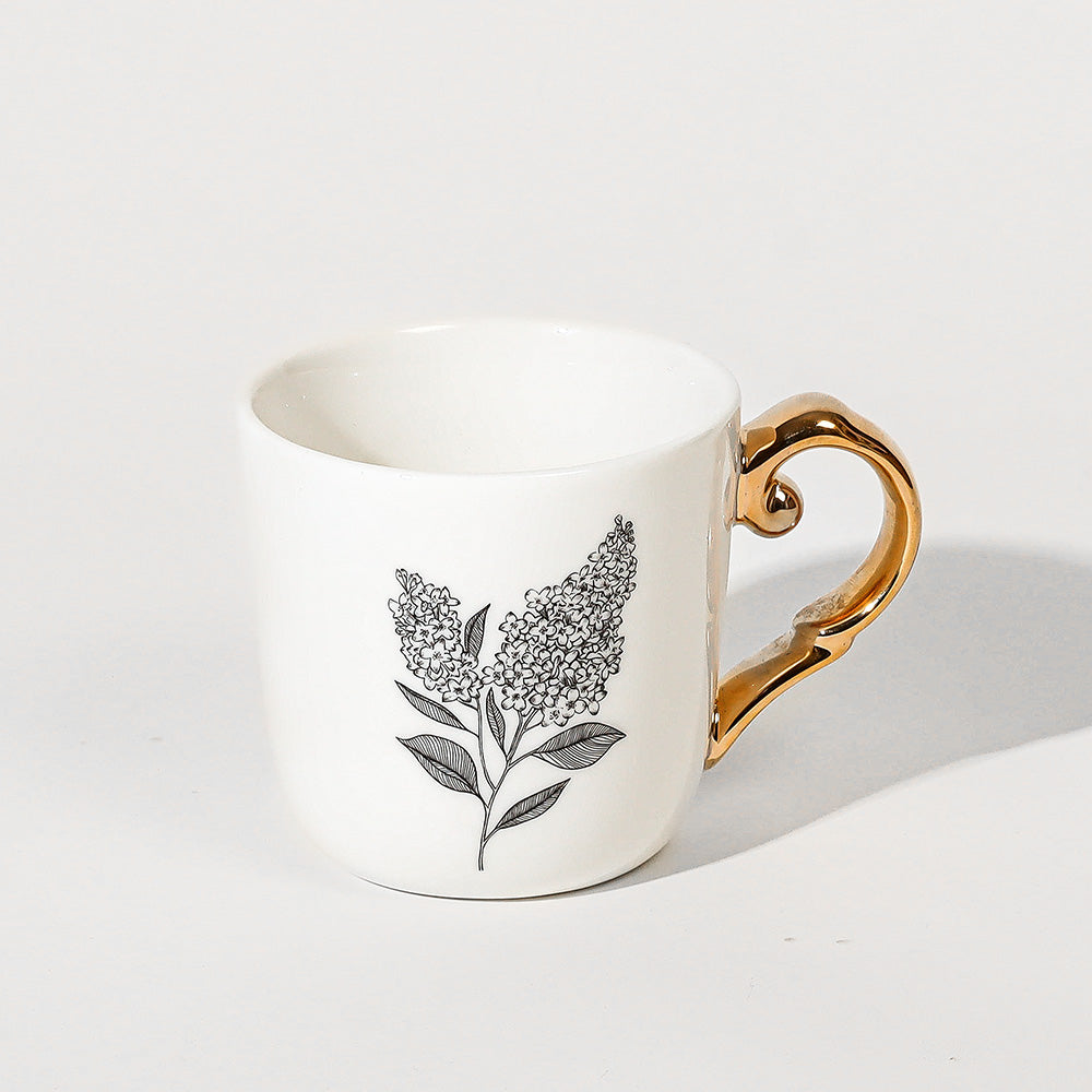 Flora Ceramic Mug White - Lilac