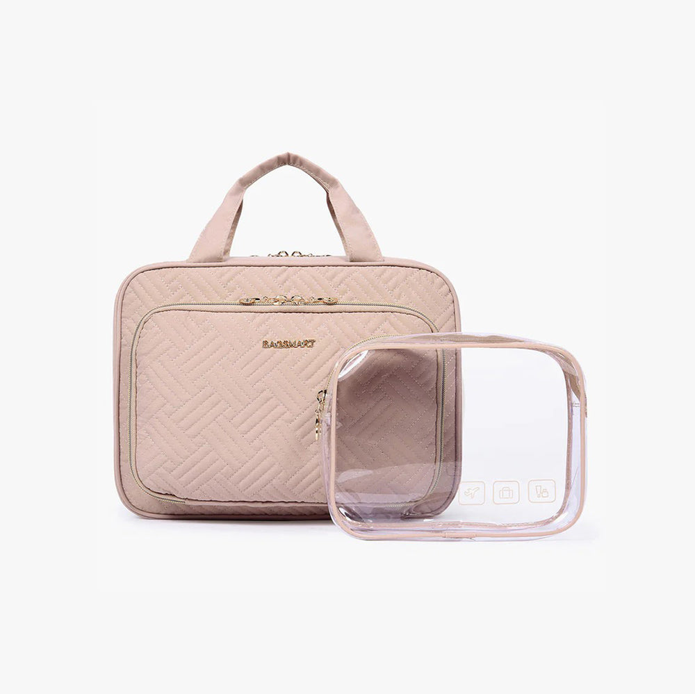 Dual Zip Travel Makeup Organiser - Pink