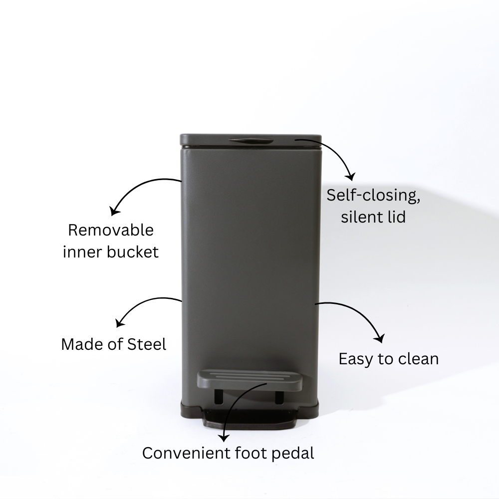 Nori Slim Pedal Bin 7L - Dark Grey