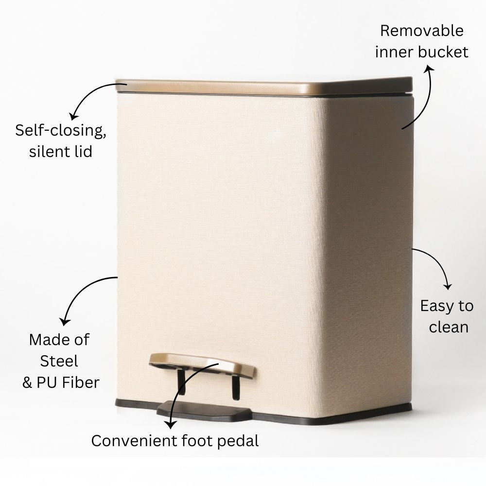 Duos Textured Pedal Bin 9L - Beige