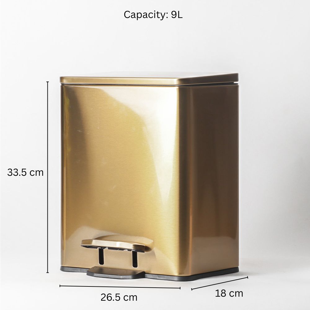 Glint Rectangular Pedal Bin 9L - Gold
