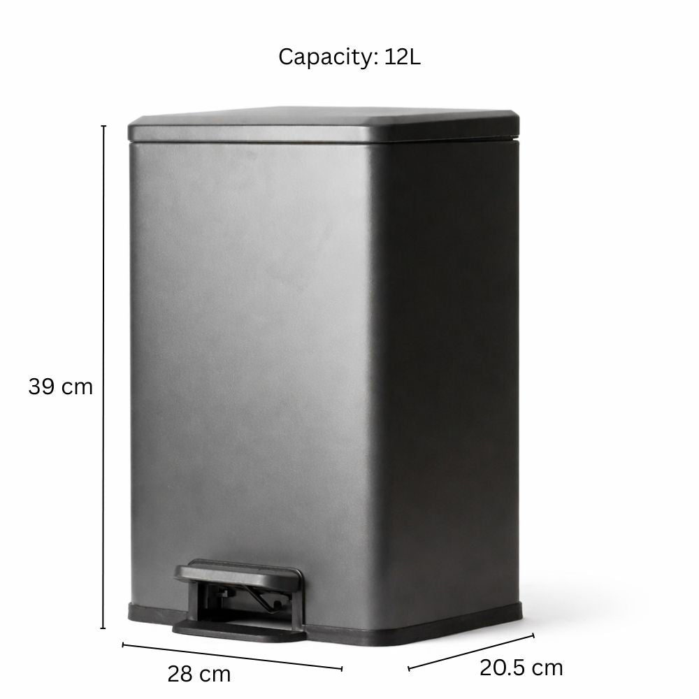 Jasper Rectangular Pedal Bin 12L - Dark Grey
