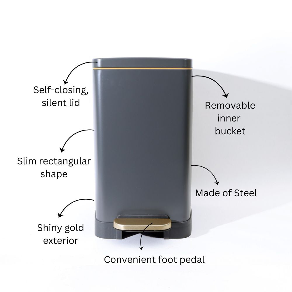 Monte Slim Pedal Bin 20L - Dark Grey