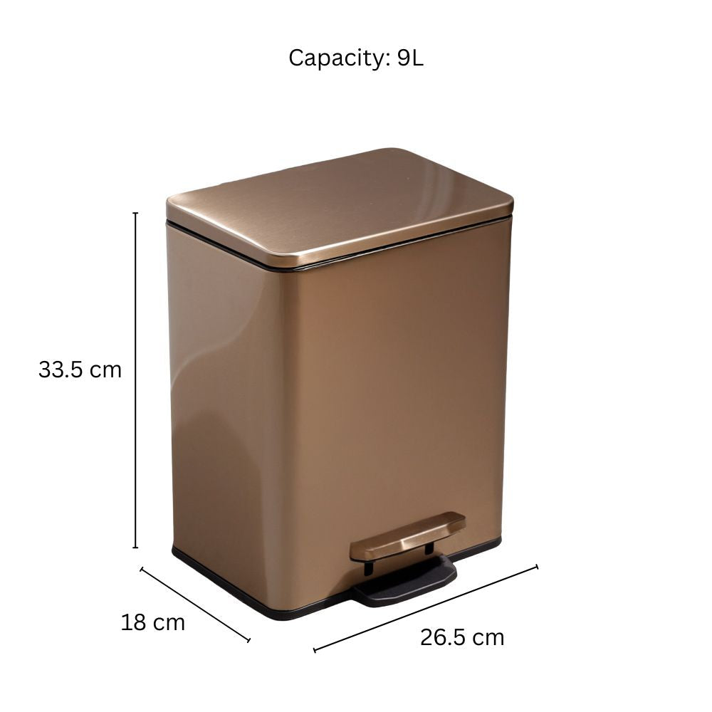 Glint Rectangular Pedal Bin 9L - Bronze