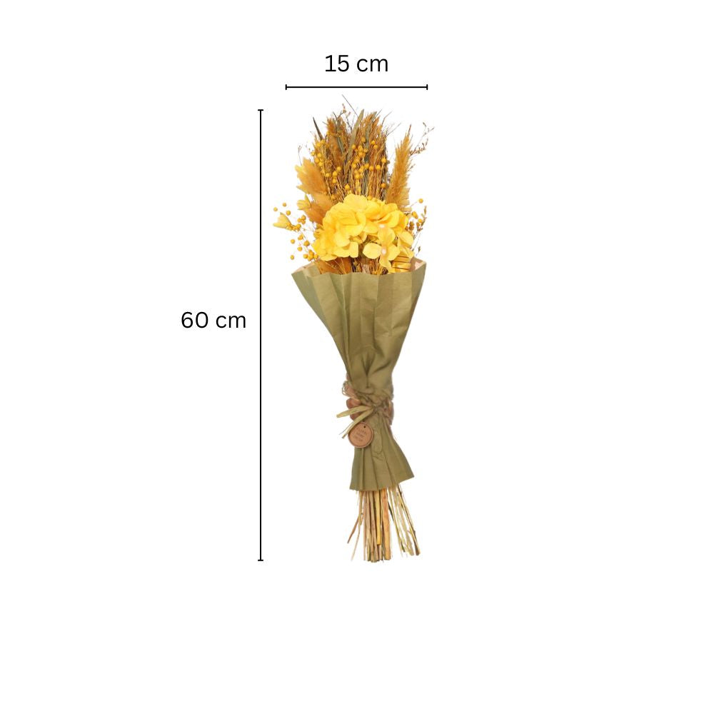 Hydrangea Bouquet in Parchment Medium - Yellow