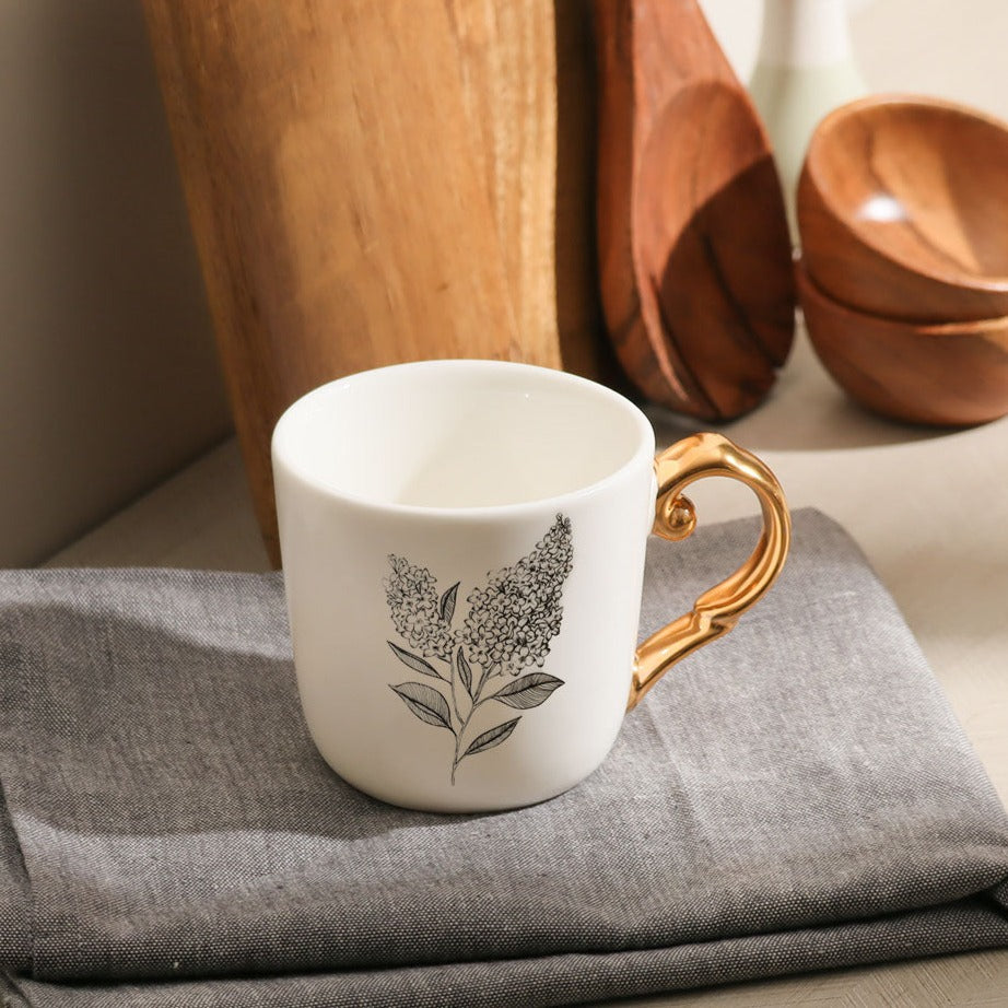 Flora Ceramic Mug White - Lilac