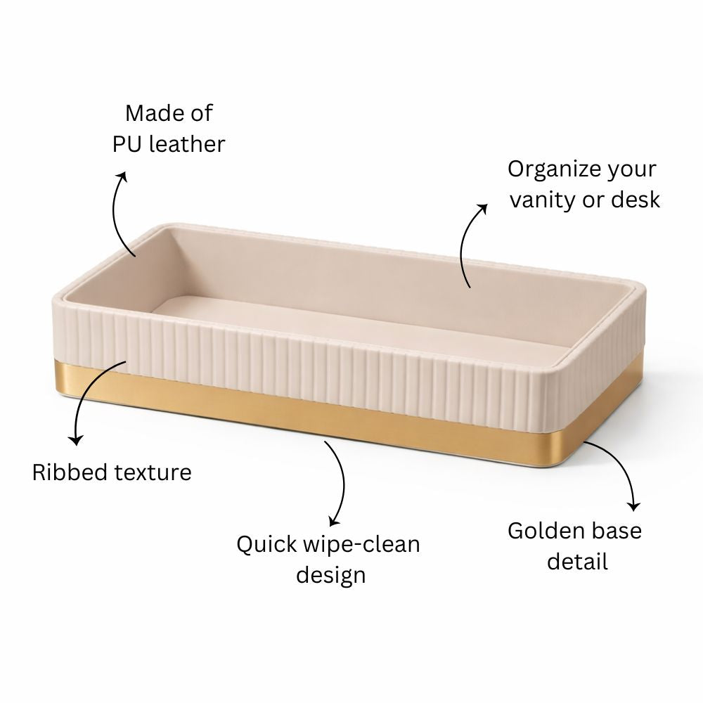 Everly Valet Tray - Taupe & Gold