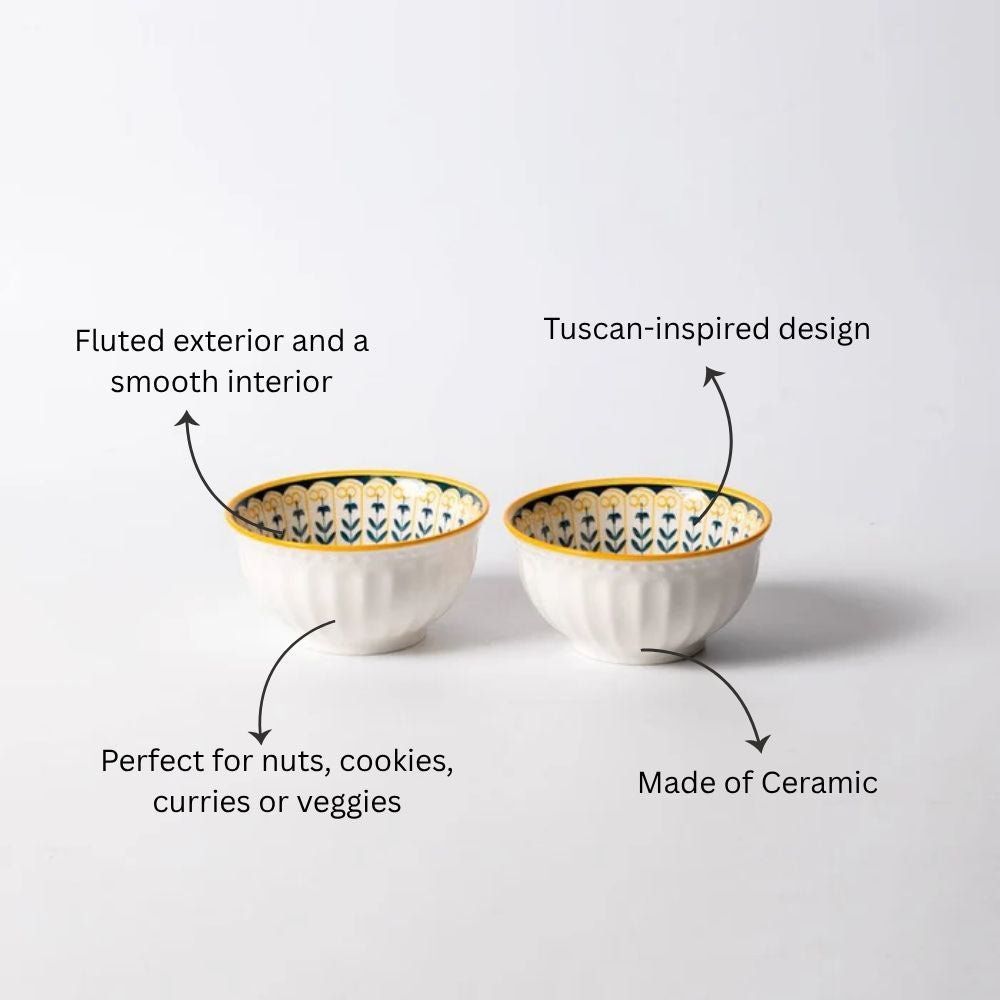 Tuscan Floral Small Bowls, Set of 2