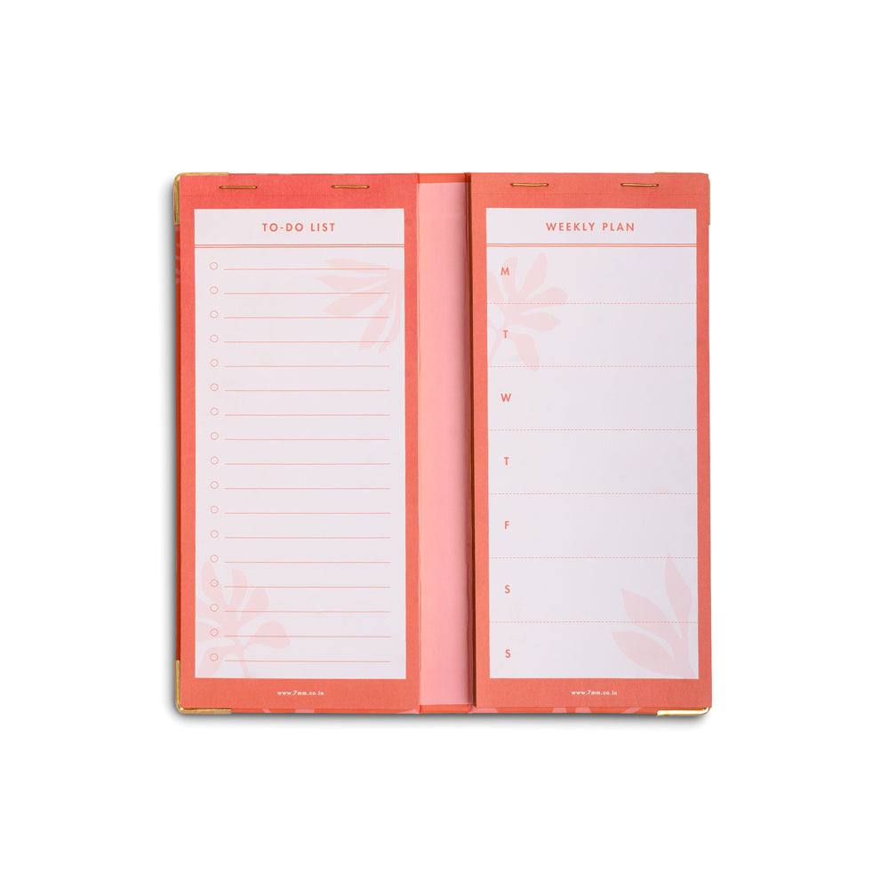 7mm Slim Weekly Planner - Coral Rush