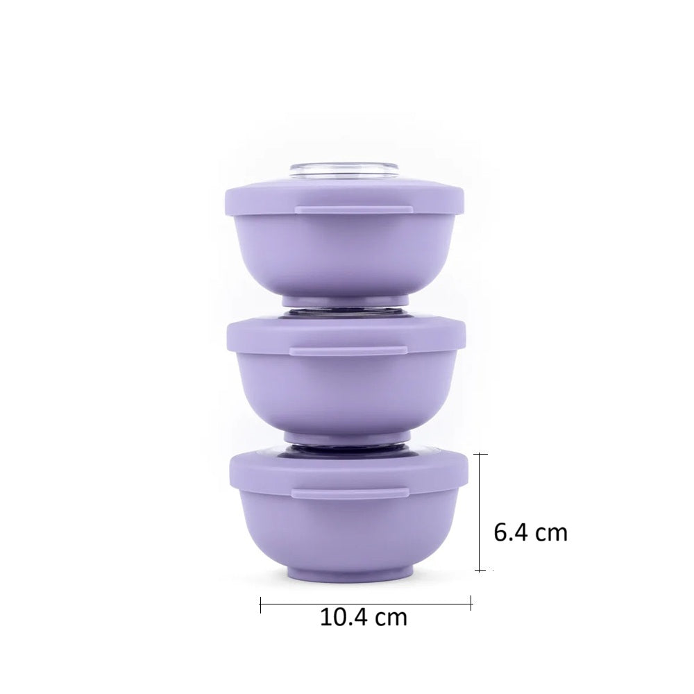 Tylla Storage Bowls with Lid 200ml, Set of 3 - Lavender