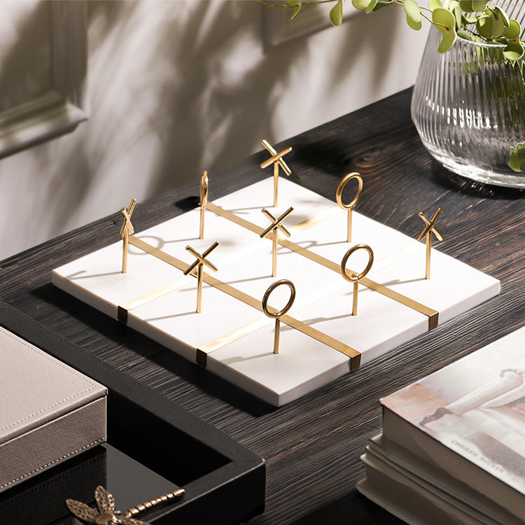 Tic-Tac-Toe Standing Tabletop Game - White Gold