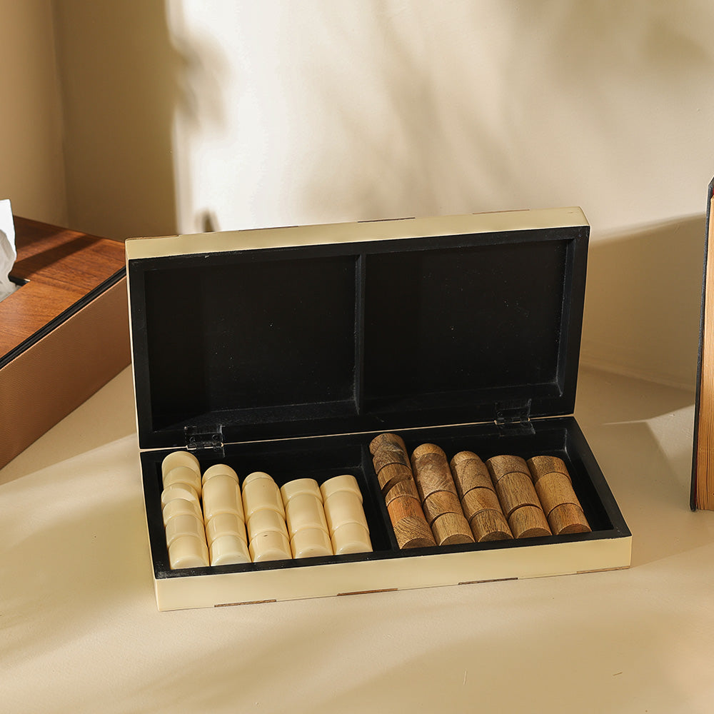 Abstract Folding Tabletop Chess Set - Cream Natural