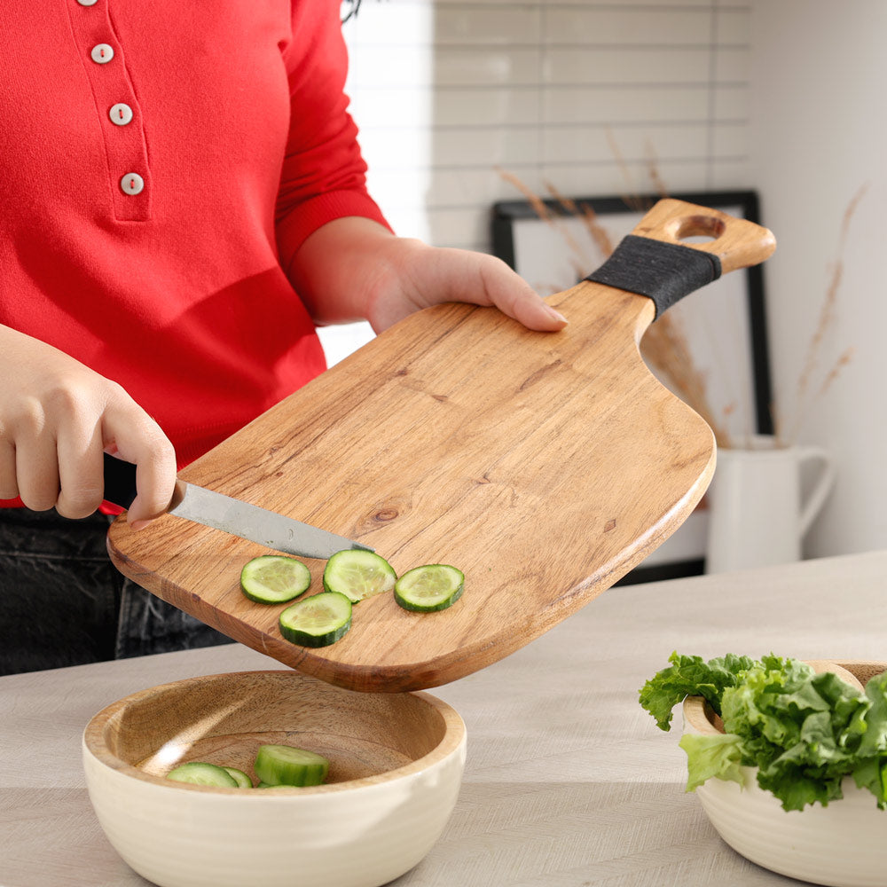 Acacia Wood Paddle Chopping Board - Natural Black