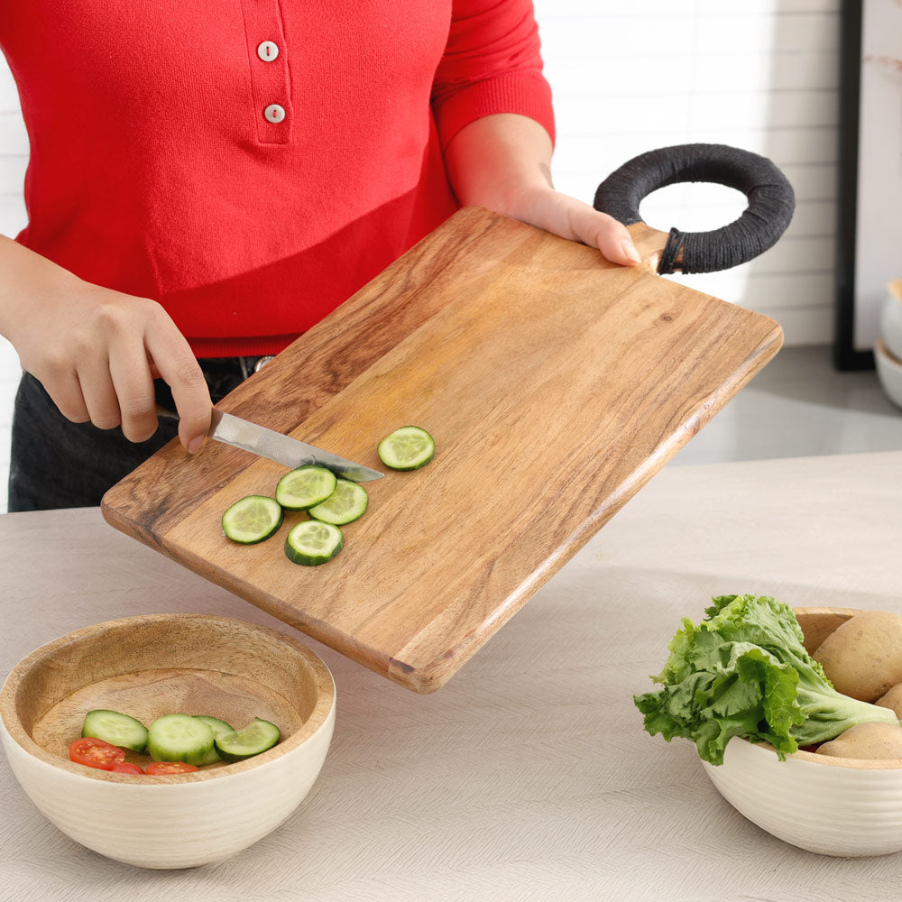 Acacia Wood Rectangular Chopping Board - Natural Black