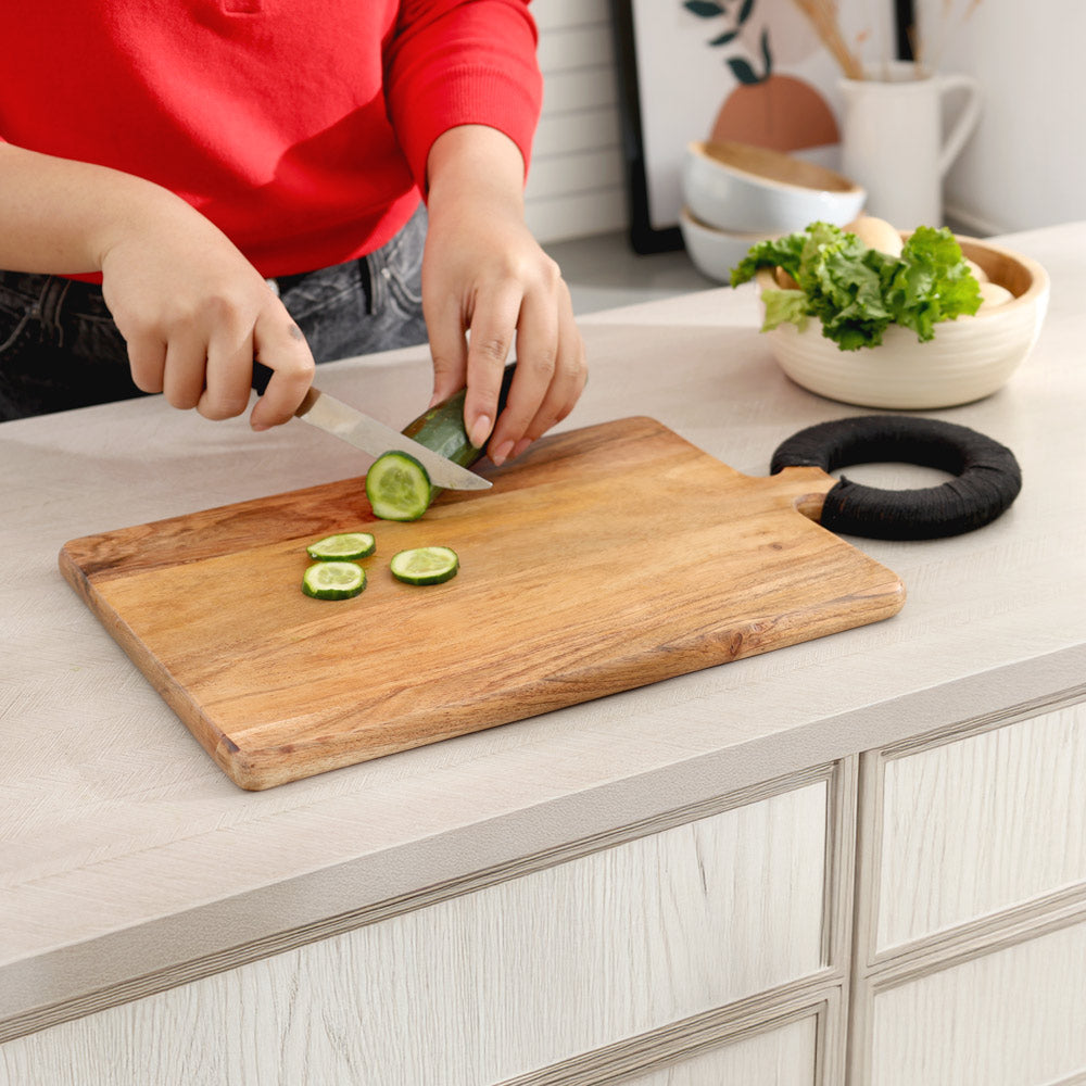 Acacia Wood Rectangular Chopping Board - Natural Black