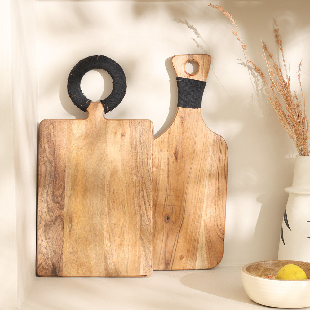 Acacia Wood Rectangular Chopping Board - Natural Black