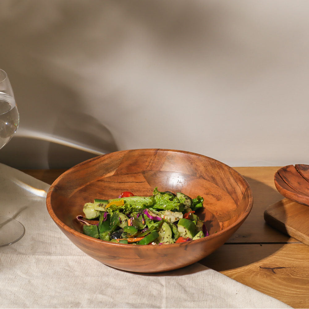 Acacia Wood Salad Bowl - Oak