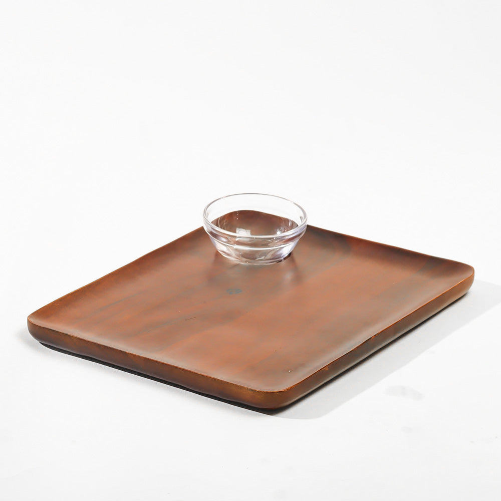 Acacia Wood Serving Platter with Bowl - Walnut