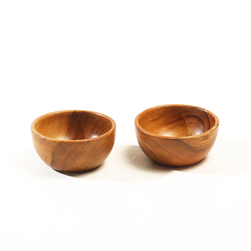 Acacia Wood Small Bowls, Set of 2 - Oak