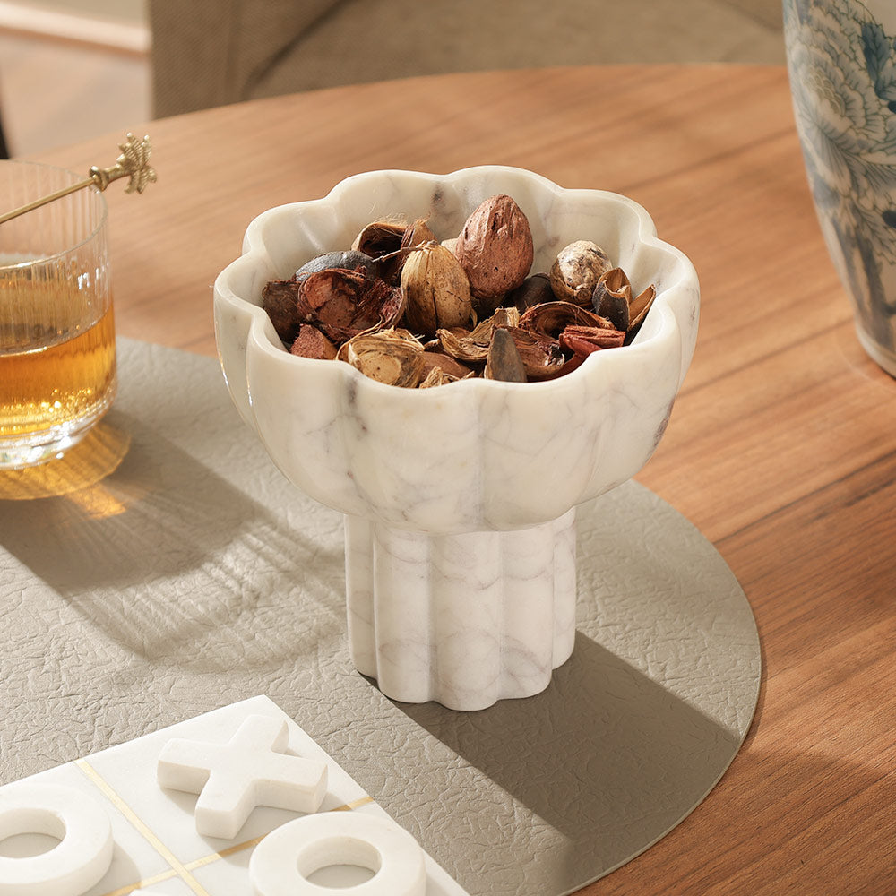 Amreli Marble Elevated Bowl Small - White