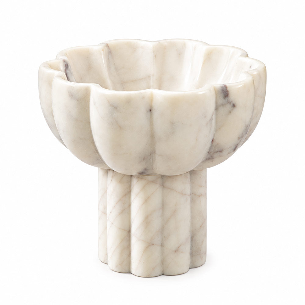 Amreli Marble Elevated Bowl Small - White