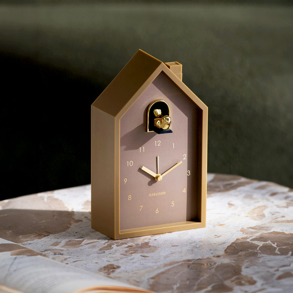 Oro Modern Cuckoo Alarm Clock - Mocha Brown