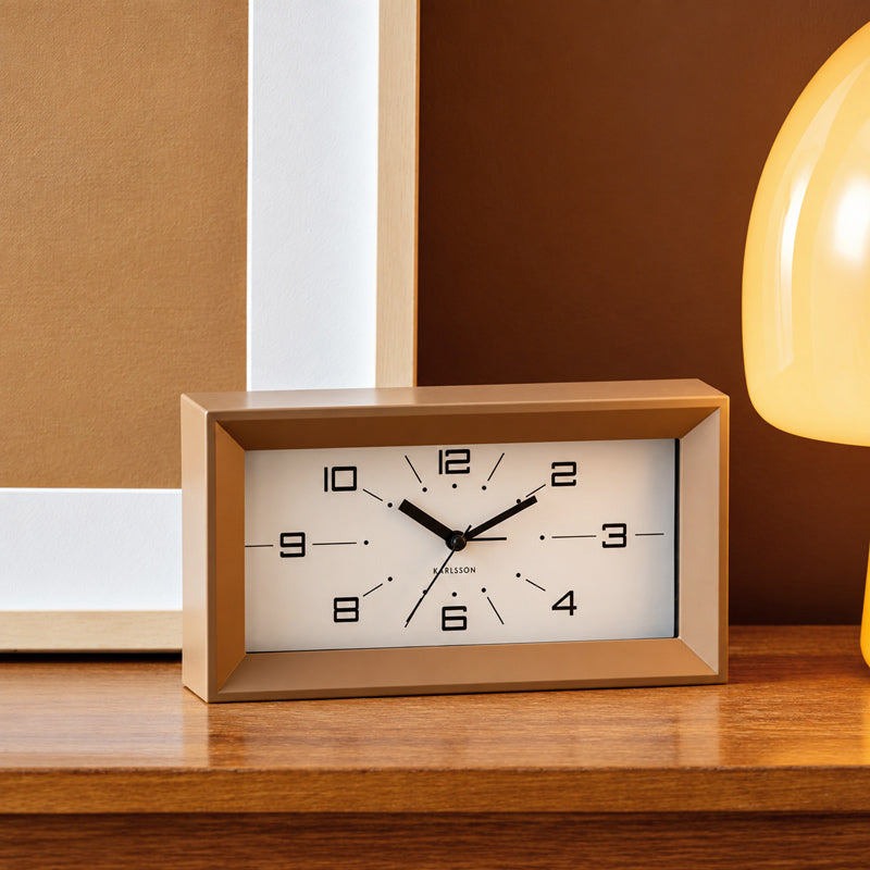 Lujo Rectangle Alarm Clock -  Mocha Brown