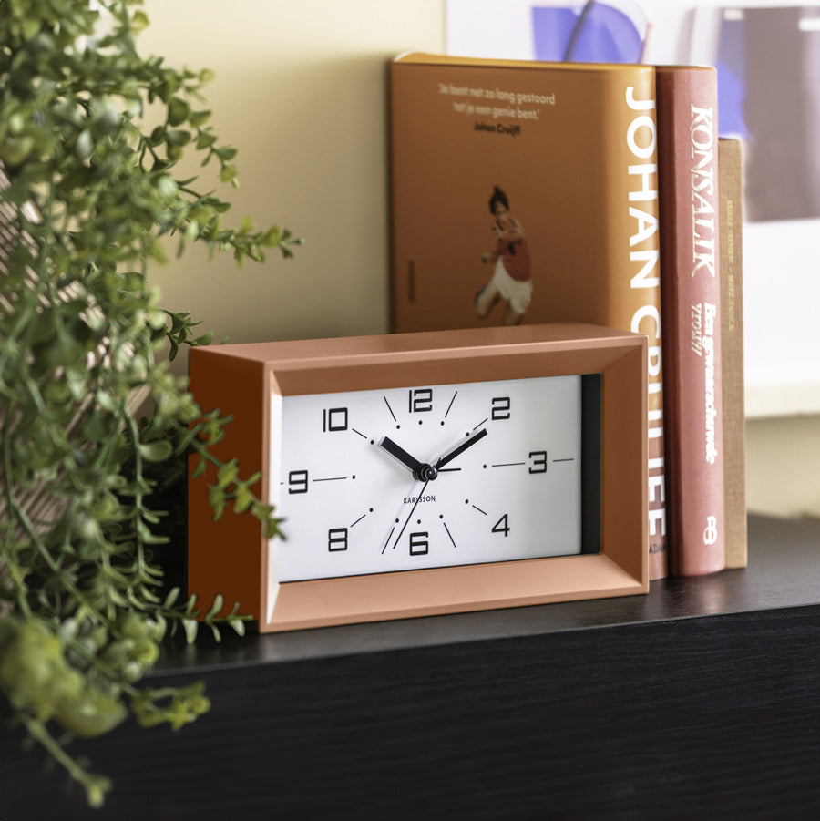 Lujo Rectangle Alarm Clock -  Mocha Brown