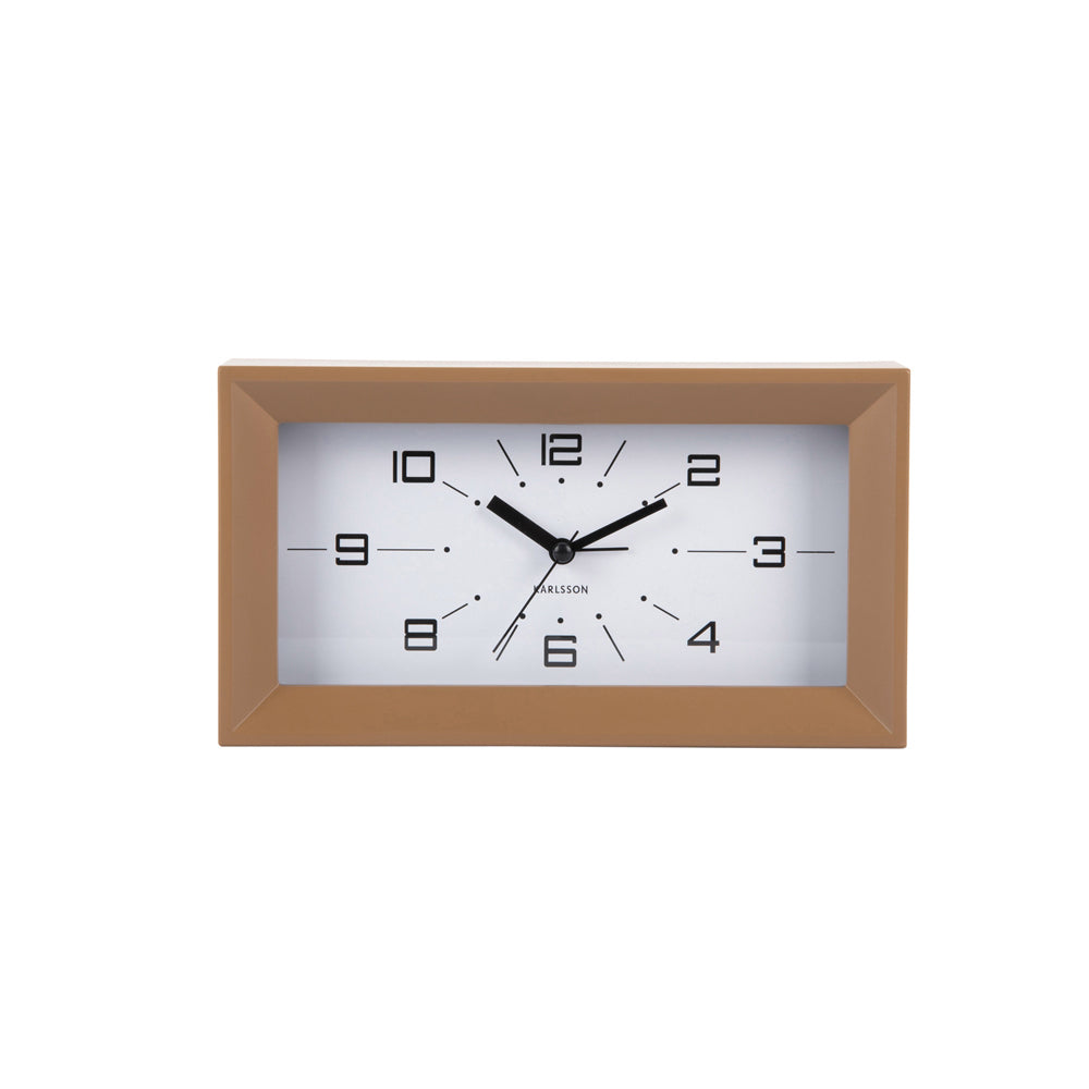 Lujo Rectangle Alarm Clock -  Mocha Brown