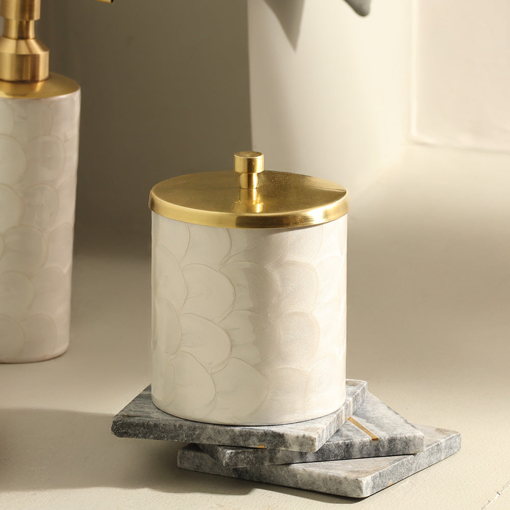 Alba Storage Jar - White Gold