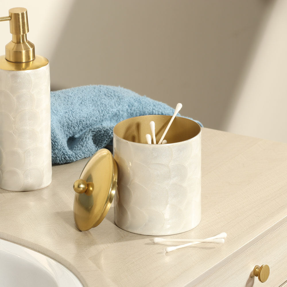 Alba Storage Jar - White Gold