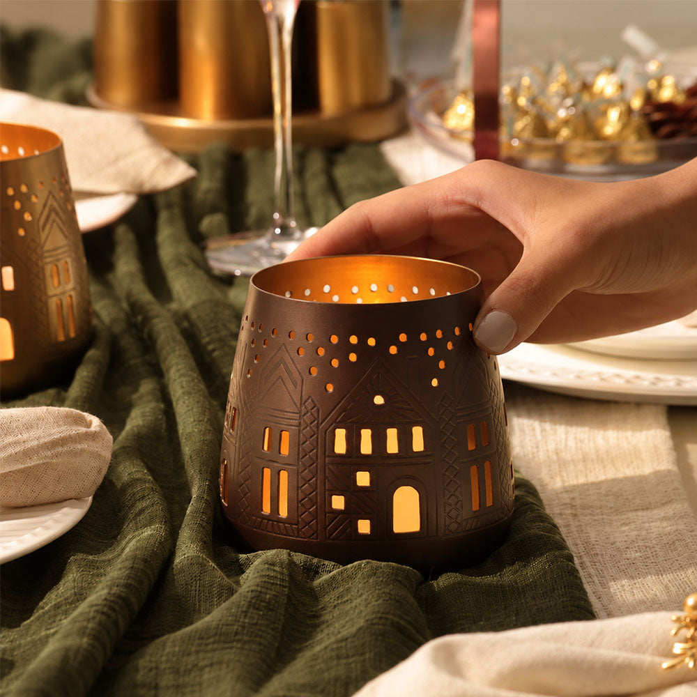 Aldea Metal Candle Holder - Dark Copper