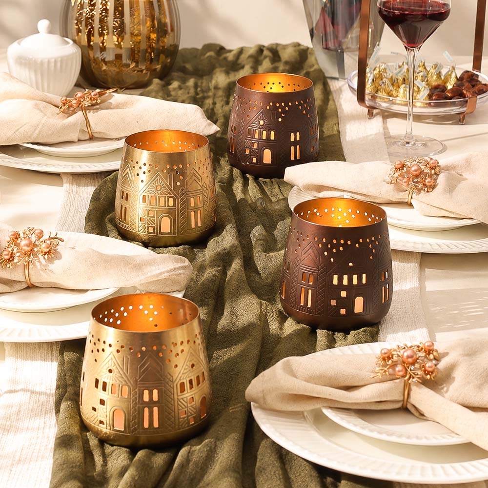 Aldea Metal Candle Holder - Gold