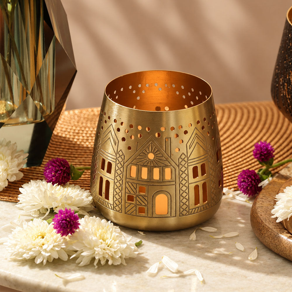 Aldea Metal Candle Holder - Gold