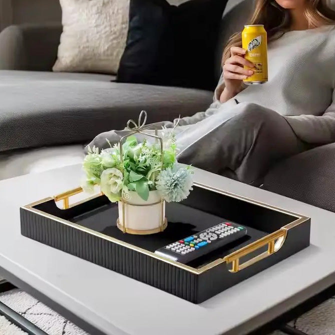 Alden Serving Tray - Black & Gold
