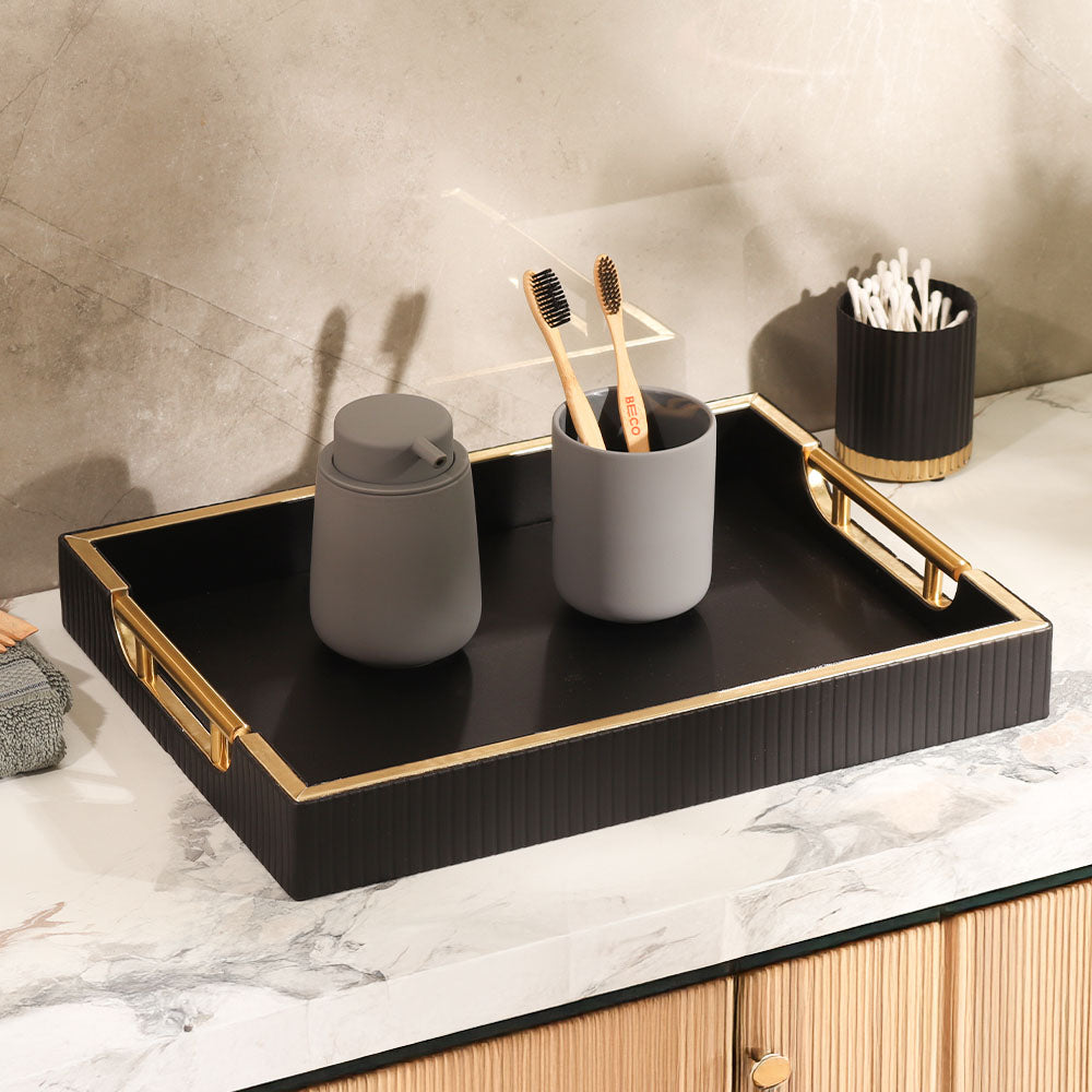 Alden Serving Tray - Black & Gold