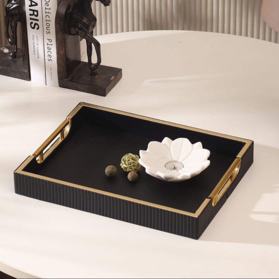 Alden Serving Tray - Black & Gold