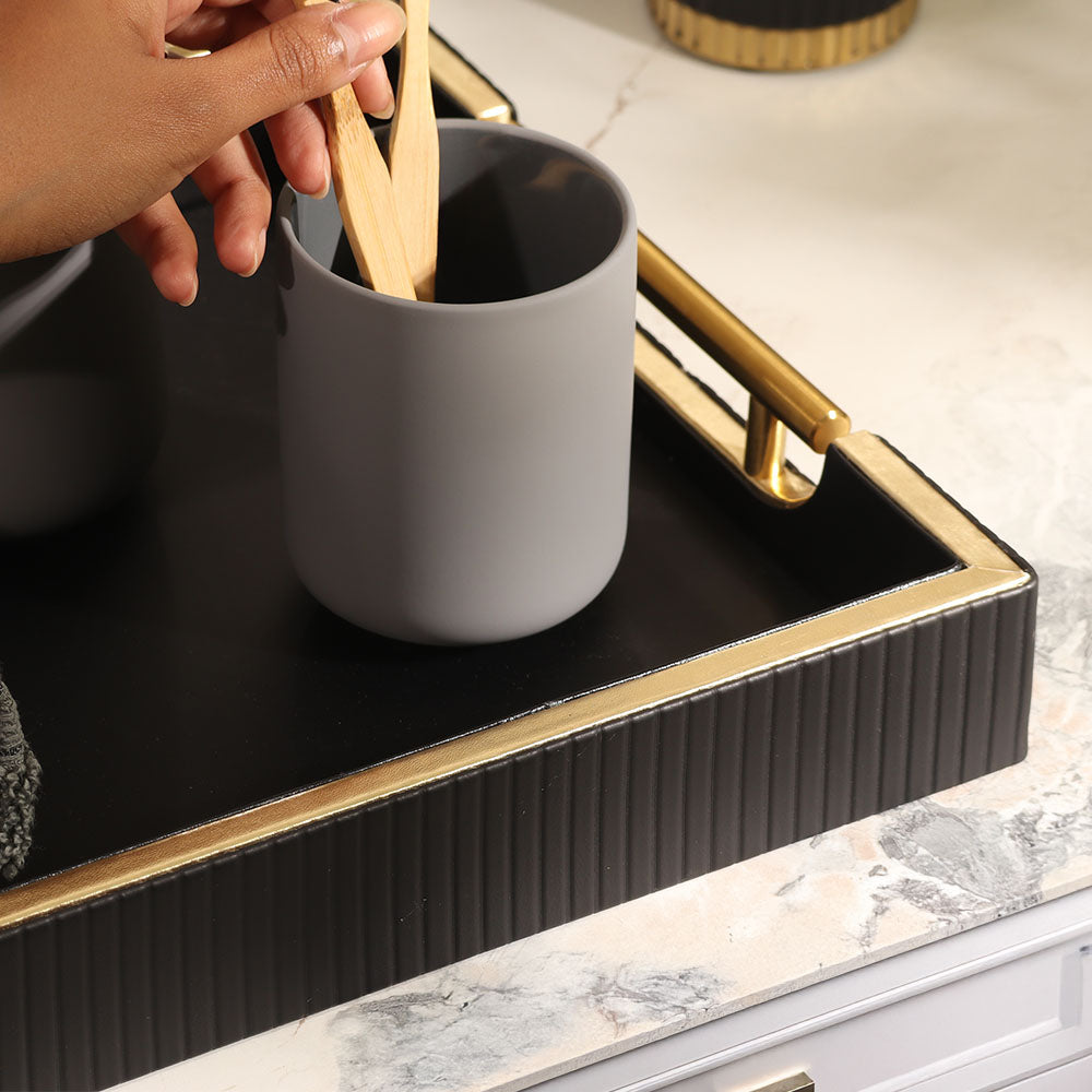 Alden Serving Tray - Black & Gold