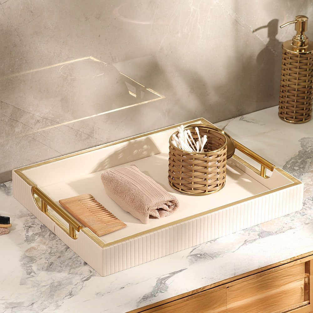 Alden Serving Tray - Ivory & Gold
